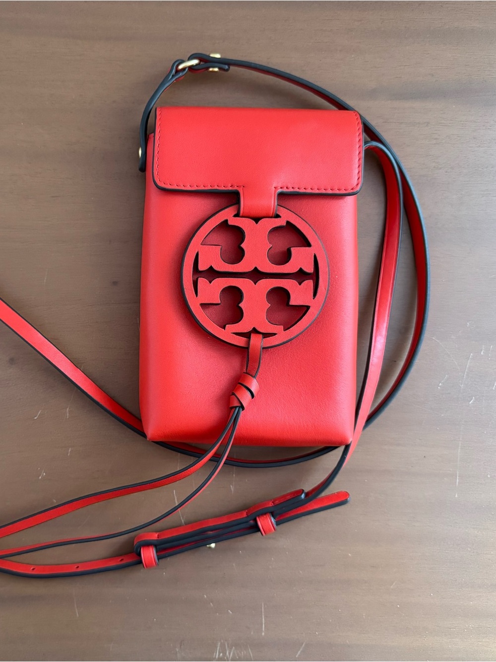 Tory Burch Red Miller Logo with Tassel Smartphone Crossbody